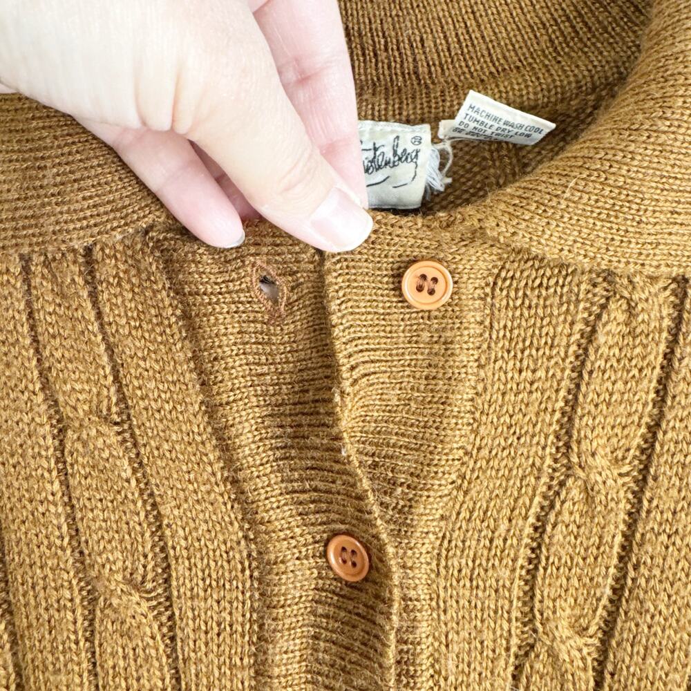 VTG Diane Von Furstenberg Collared Cable Knit Ribbed Polo Pullover Sweater M - Picture 13 of 13
